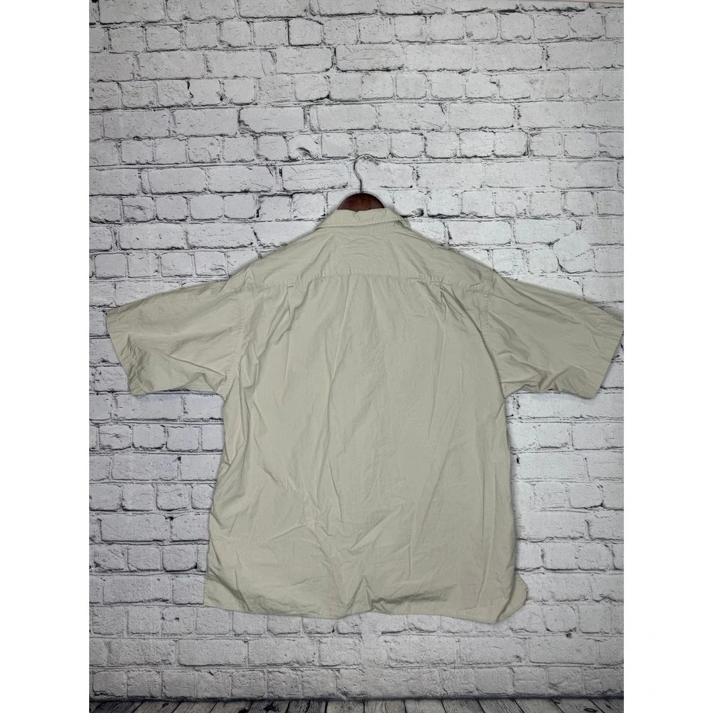 Tommy Hilfiger Mens Beige Short Sleeve Button Up Shirt Size‎ 16 Classic Fit